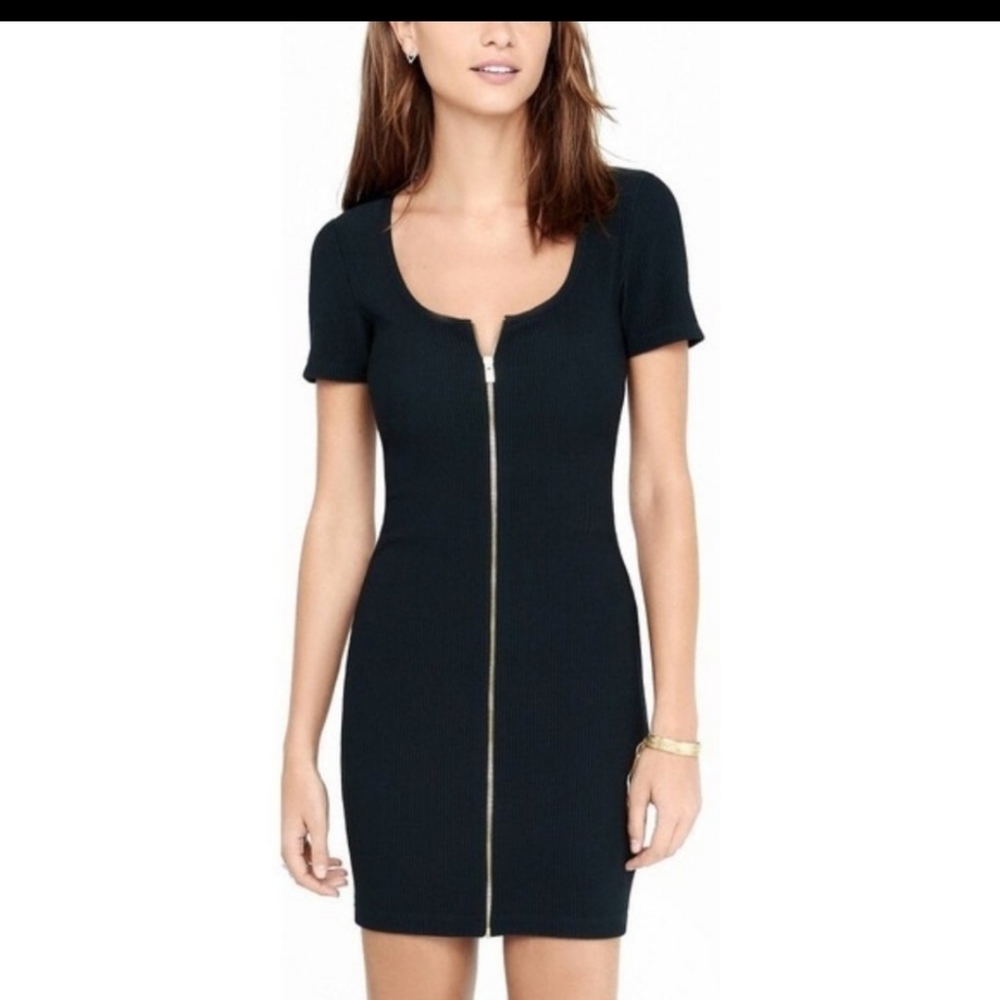 Blue Ribbed Bodycon Dress